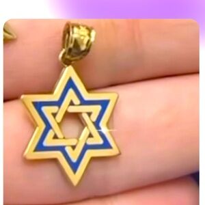 14k yellow gold and enamel Star of David ✡️